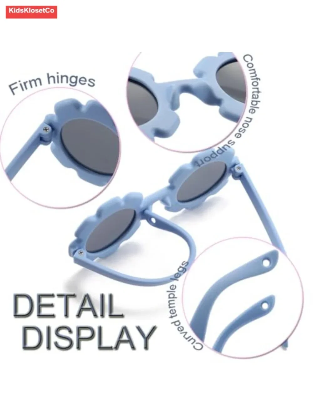 Baby Flower Sunglasses with Strap, Flexible Bendable Newborn UV400 Sunglasses